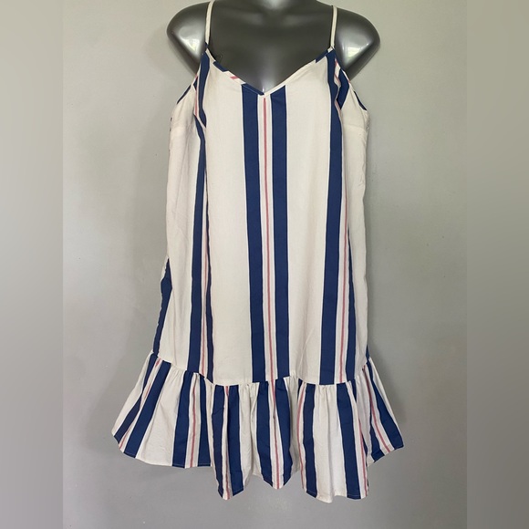 Banana Republic Striped Spaghetti Strap Dress Size 10 - Picture 2 of 16